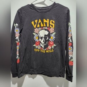 VANS black long sleeve flower shirt